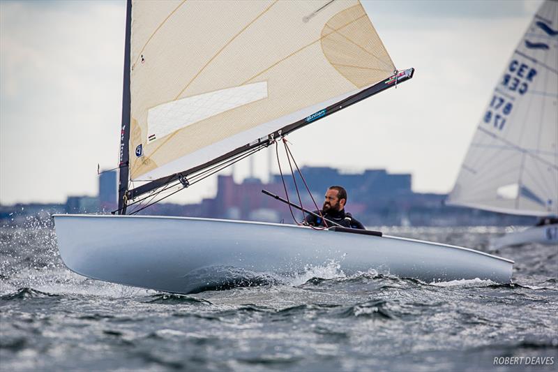 Miguel Ángel Cabrerizo Morales during the practice race at the Finn World Masters in Skovshoved photo copyright Robert Deaves taken at  and featuring the Finn class