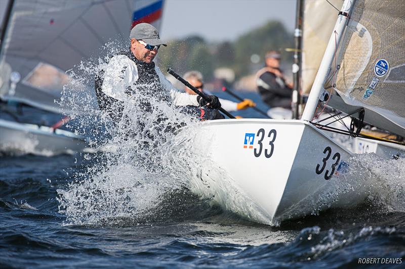 Anatoliy Voschennikov  on day 1 of the Finn European Masters in Schwerin photo copyright Robert Deaves taken at  and featuring the Finn class