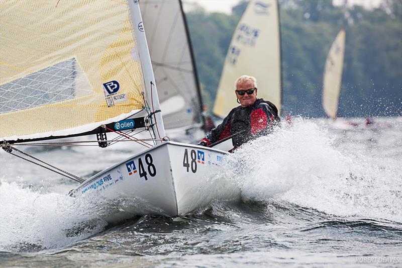 Chris Frijdal on day 1 of the Finn European Masters in Schwerin photo copyright Robert Deaves taken at  and featuring the Finn class