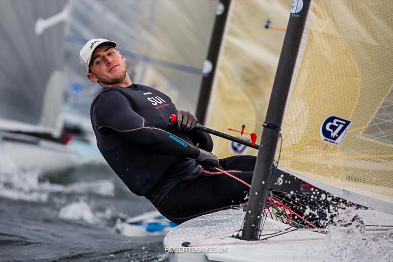 Nils Theuninck on day 2 of the Finn Europeans in Gdynia, Poland photo copyright Robert Deaves taken at  and featuring the Finn class