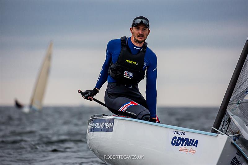 Giles Scott on day 3 of the Finn Europeans in Gdynia, Poland photo copyright Robert Deaves taken at  and featuring the Finn class