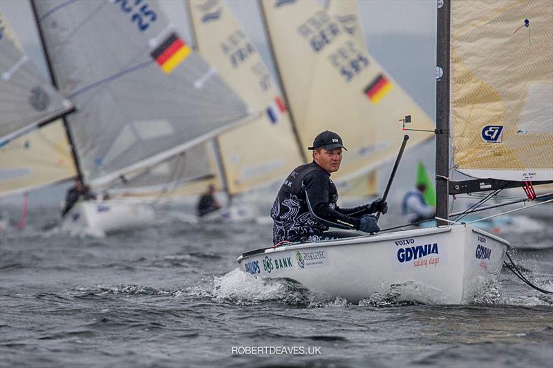 Piotr Kula on day 4 of the Finn Europeans in Gdynia, Poland photo copyright Robert Deaves taken at  and featuring the Finn class
