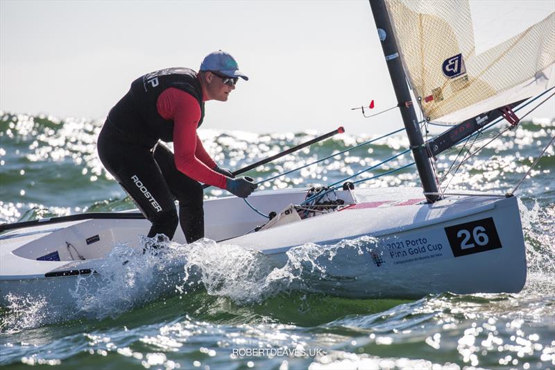 Joan Cardona, ESP - one of the best young talents in the class Still U23 and lying second overall - Finn Gold Cup at Porto, Portugal photo copyright Robert Deaves / Finn Class taken at Vilamoura Sailing and featuring the Finn class
