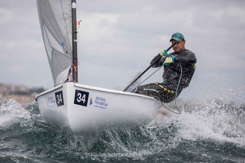 2021 Finn Gold Cup day 4: Nenad Bugarin, CRO photo copyright Robert Deaves taken at Vilamoura Sailing and featuring the Finn class