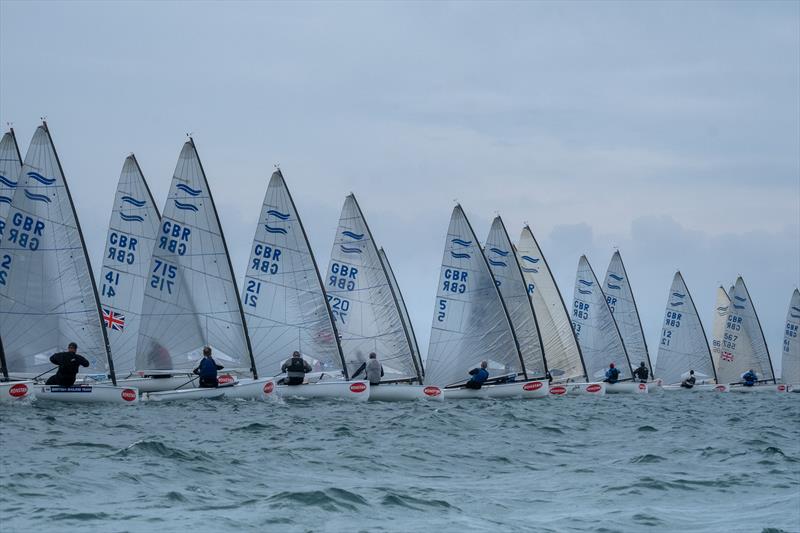 Sunday's Race 7 start during the British Finn Nationals at Torbay photo copyright Tania Hutchings / www.50northphotography.co.uk taken at Royal Torbay Yacht Club and featuring the Finn class