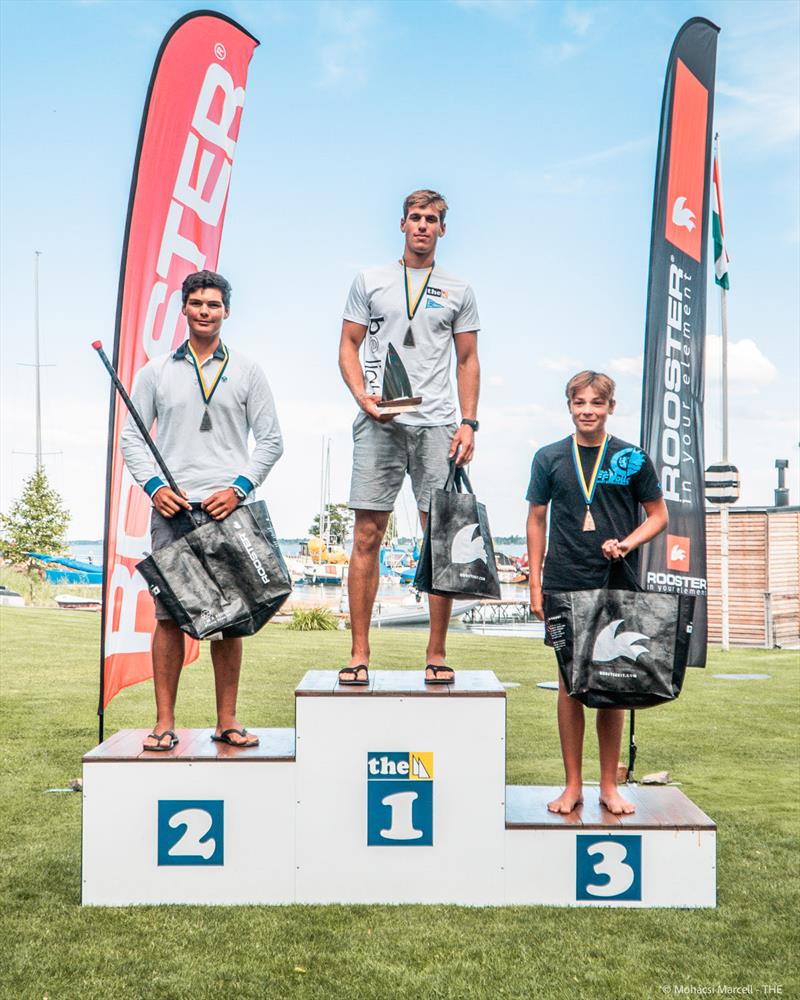 Under 19s 1st Domonkos Ne´meth, HUN, 2nd Bonifa´c Sebestye´n, HUN, 3rd Baptiste Descriaud, FRA in the U23 Finn World Championship at Lake Balaton, Hungary photo copyright Marcell Mohácsi taken at Tihanyi Hajós Egylet and featuring the Finn class