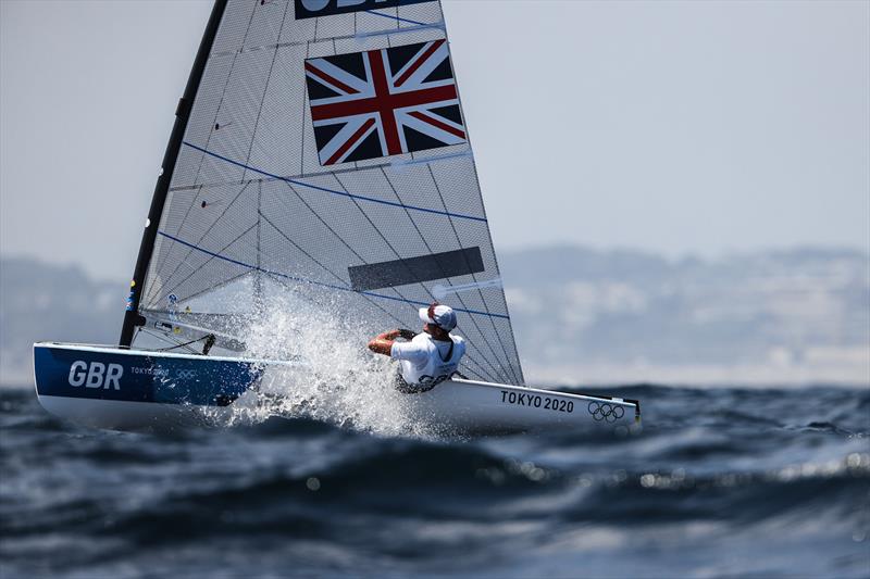 Giles Scott (GBR) in the Finn on Tokyo 2020 Olympic Sailing Competition Day 4 photo copyright Sailing Energy / World Sailing taken at  and featuring the Finn class