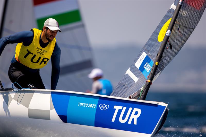 Alican Kaynar (TUR) on Tokyo 2020 Olympic Sailing Competition Day 4 photo copyright Sailing Energy / World Sailing taken at  and featuring the Finn class