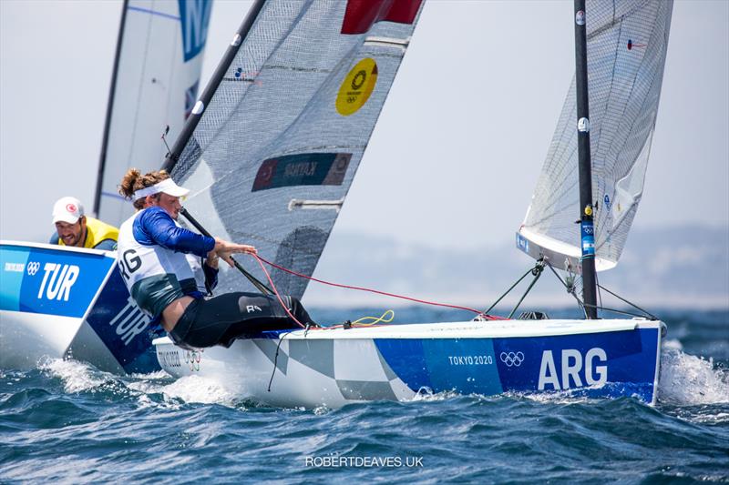 Facundo Olezza, ARG at the Tokyo 2020 Olympic Sailing Competition photo copyright Robert Deaves / www.robertdeaves.uk taken at  and featuring the Finn class