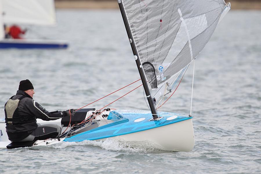 John Tremett enjoying the conditions in Snowflake race 2 photo copyright Ben Godwin taken at Chichester Yacht Club and featuring the Finn class