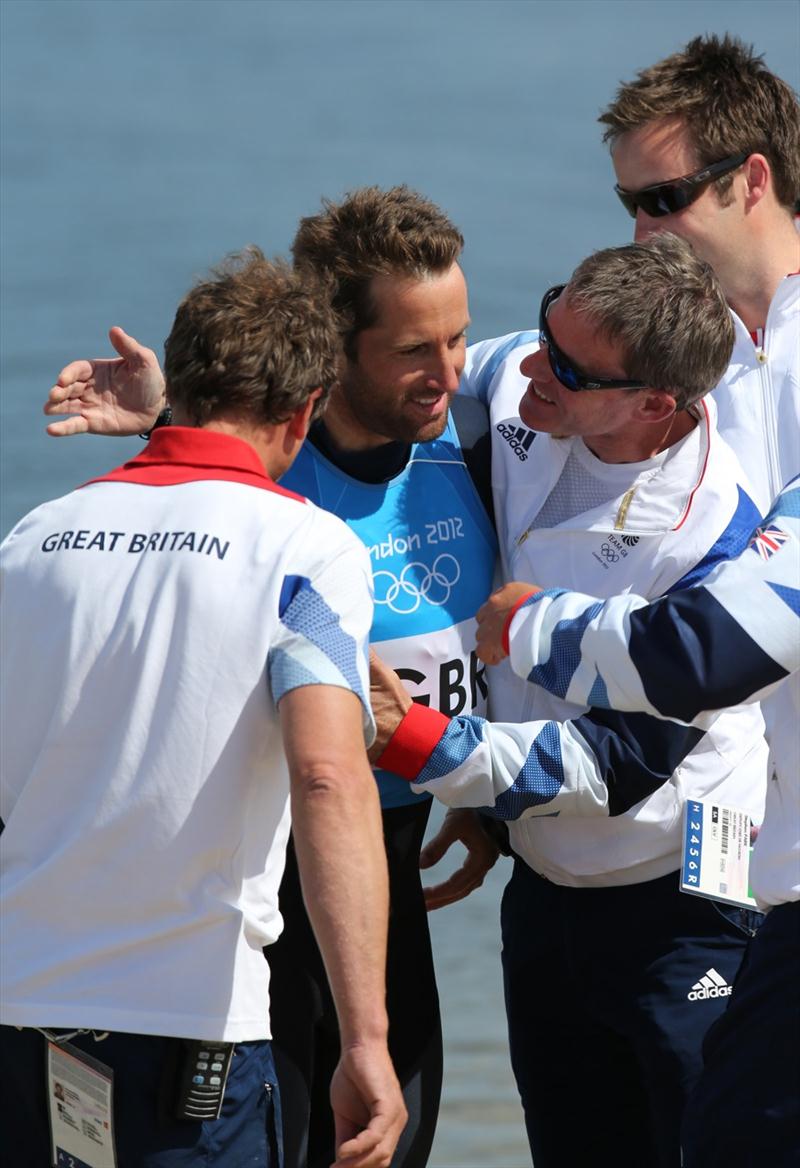 Ben Ainslie wins a historic fourth gold medal at the London 2012 Olympic Sailing Competition photo copyright Richard Langdon / Ocean Images taken at Weymouth & Portland Sailing Academy and featuring the Finn class