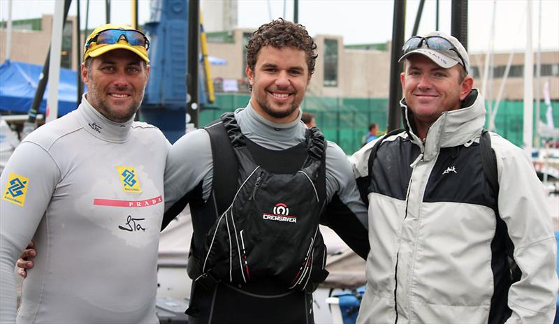 (l to r) Bruno Prada, Jorge Zarif & Rafa Trujillo on day 5 of the 2013 Finn Gold Cup - photo © Robert Deaves