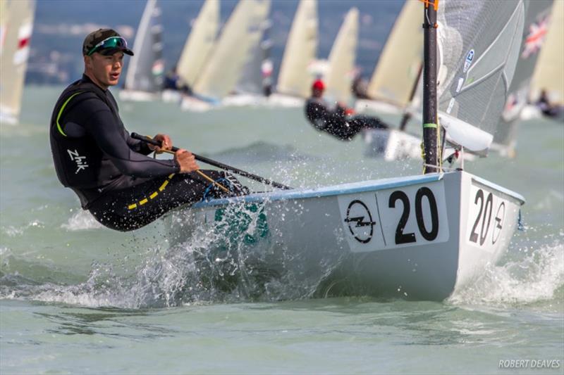Jake Lilley at the 2017 Opel Finn Gold Cup on Lake Balaton photo copyright Robert Deaves taken at  and featuring the Finn class