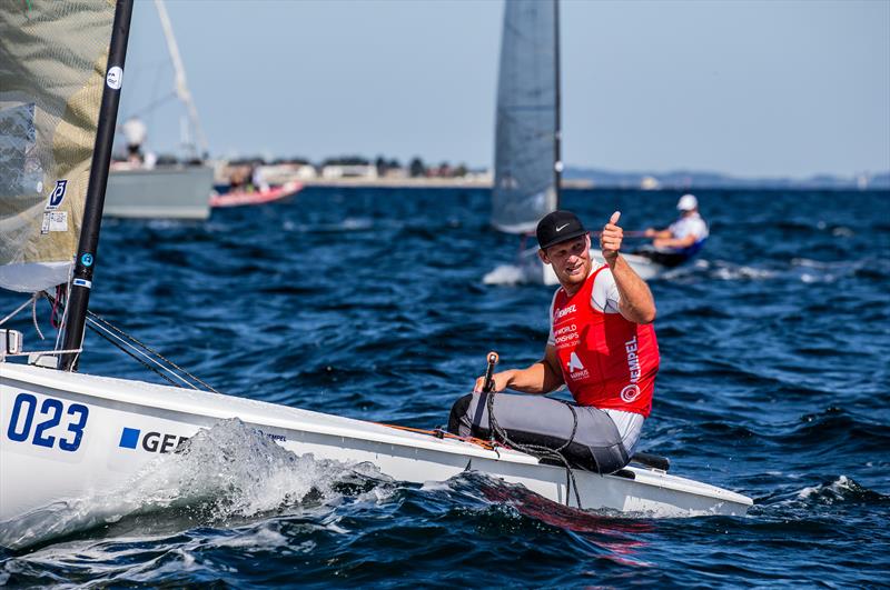 Josh Junior (NZL) masks his disappointment on Day 8 - Hempel Sailing World Championships, Aarhus, Denmark photo copyright Sailing Energy / World Sailing taken at  and featuring the Finn class