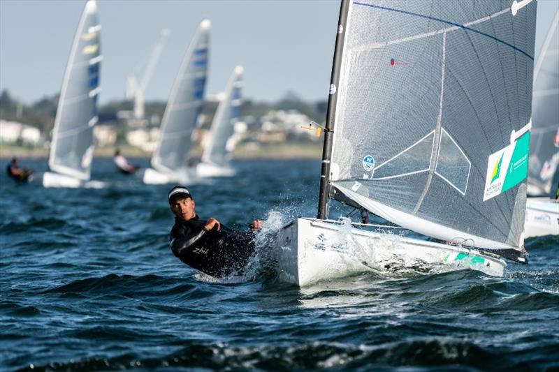 Jake Lilley (QLD) - 2018 Sail Melbourne International, Day 3 photo copyright Beau Outteridge taken at Royal Brighton Yacht Club and featuring the Finn class