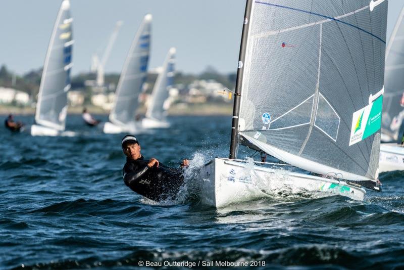 The defending champion at the nationals will be Rio 2016 Olympian Jake Lilley photo copyright Beau Outteridge / Sail Melbourne 2018 taken at  and featuring the Finn class