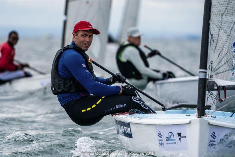 Ed Wright at Sail Melbourne photo copyright Beau Outteridge / Sail Melbourne 2018 taken at  and featuring the Finn class