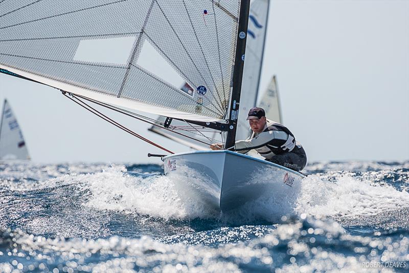 Nicolas Thierse on day 1 of the Finn Silver Cup in Anzio photo copyright Robert Deaves taken at  and featuring the Finn class