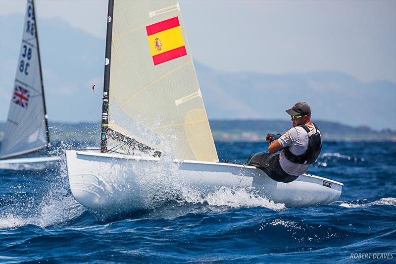 Joan Cardona on day 1 of the Finn Silver Cup in Anzio photo copyright Robert Deaves taken at  and featuring the Finn class