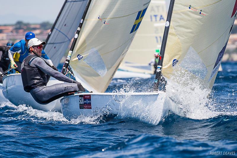 Nils Theuninck on day 1 of the Finn Silver Cup in Anzio photo copyright Robert Deaves taken at  and featuring the Finn class