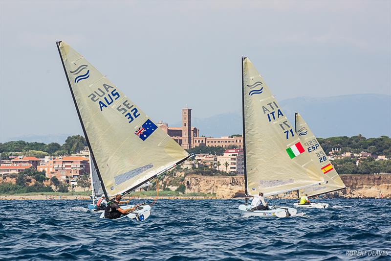 Downwind in Race 7  - Finn Silver Cup 2019 photo copyright Robert Deaves taken at Circolo della Vela di Roma and featuring the Finn class