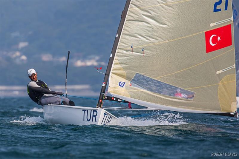 Alican Kayar, day 3 - Ready Steady Tokyo Olympic test event photo copyright Robert Deaves taken at  and featuring the Finn class