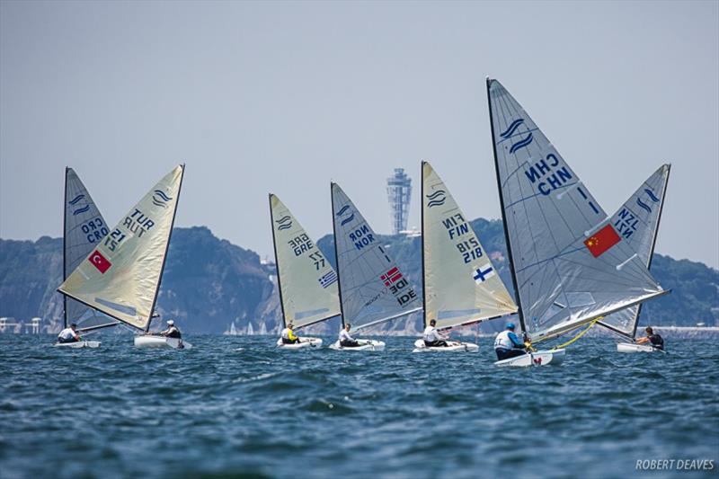 Downwind towards Enoshima - Ready Steady Tokyo, day 4 photo copyright Robert Deaves taken at  and featuring the Finn class