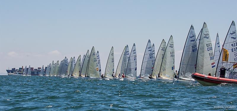 Start - Day 1, Finn Gold Cup, Melbourne, December 16, 2019 photo copyright Robert Deaves / Finn Class taken at Royal Brighton Yacht Club and featuring the Finn class