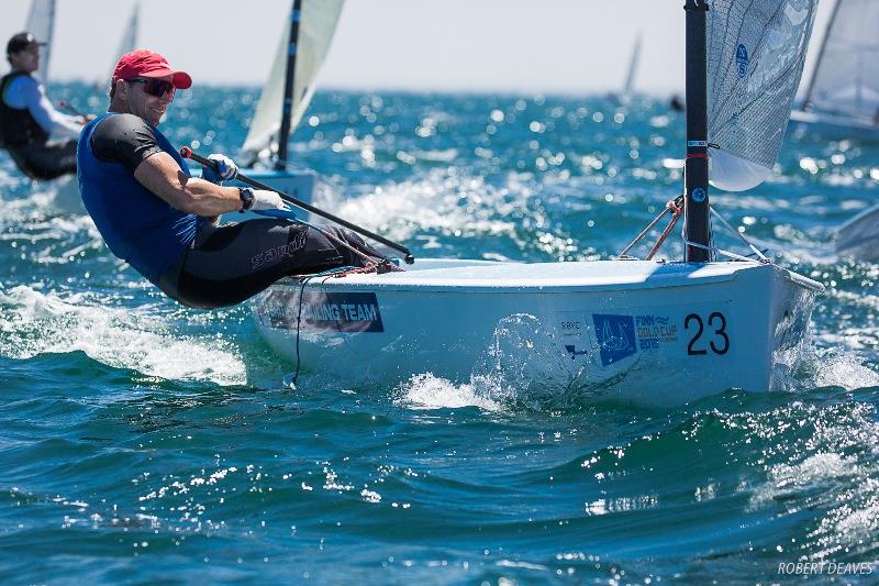 Ed Wright - 2019 Finn Gold Cup day 2 photo copyright Robert Deaves taken at Royal Brighton Yacht Club and featuring the Finn class