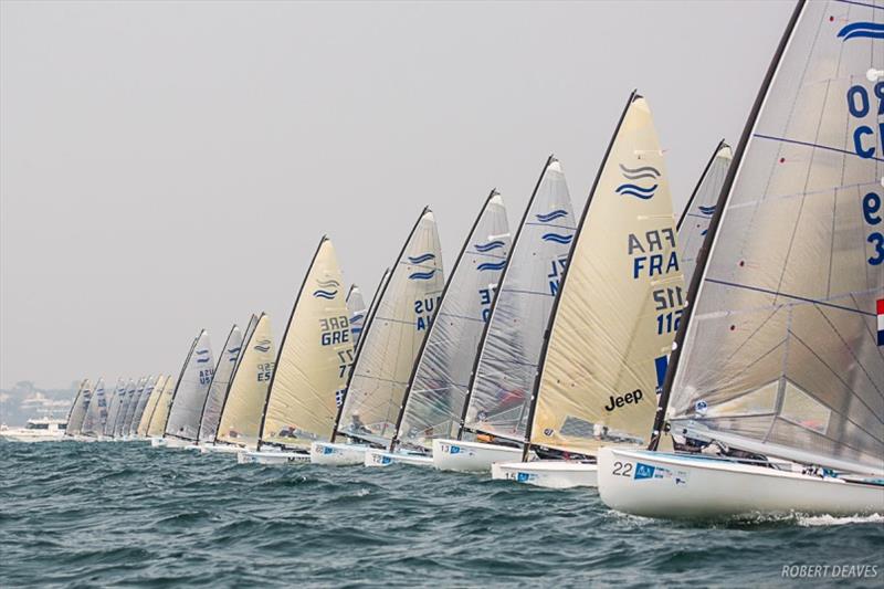 Race 9 start - 2019 Finn Gold Cup day 5 photo copyright Robert Deaves taken at Royal Brighton Yacht Club and featuring the Finn class