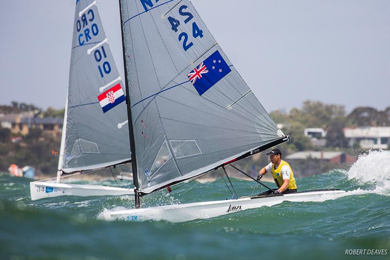 Josh Junior (NZL) - Day 6 - Finn Gold Cup, Melbourne - Royal Brighton Yacht Club, December 21, 2019 photo copyright Robert Deaves / Finn Class taken at Royal Brighton Yacht Club and featuring the Finn class