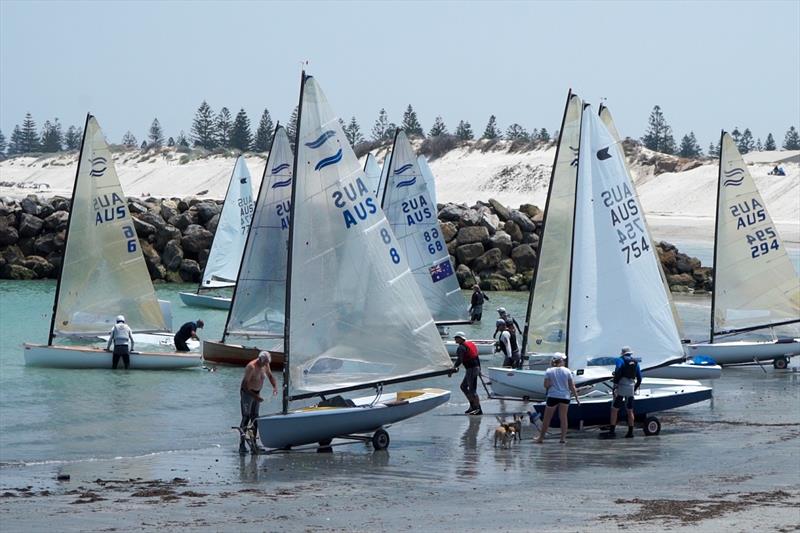 The Finns lining up on the beach at Adelaide Sailing Club - 2020 Adelaide National Regatta photo copyright Brad Halstead taken at Adelaide Sailing Club and featuring the Finn class