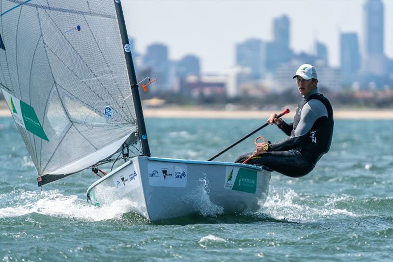 Jake Lilley - 2020 Sail Melbourne International, day 1 photo copyright Beau Outteridge taken at Royal Brighton Yacht Club and featuring the Finn class