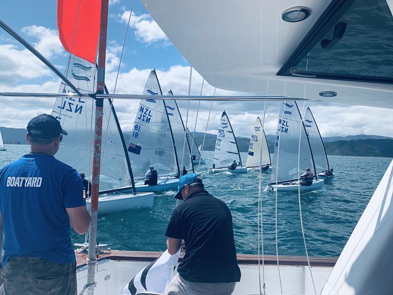 Race start - NZ Finn Nationals - February 6-8, 2020 - Worser Bay, Wellington photo copyright NZ Finn Class taken at  and featuring the Finn class