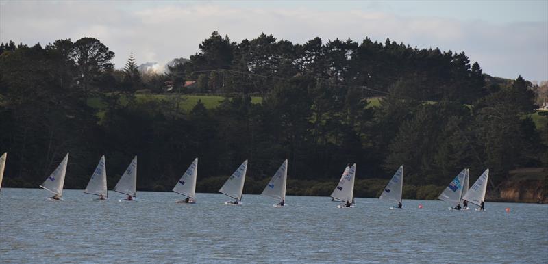 Leaders approaching the bottom gate - Waiuku Finn Masters Regatta photo copyright Gary Morse taken at  and featuring the Finn class