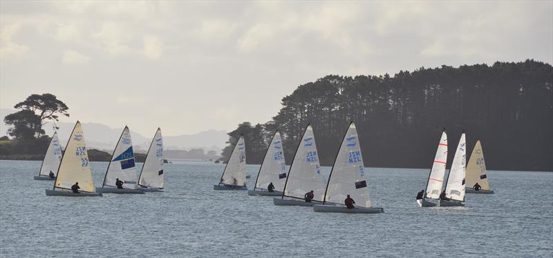 Close upwind racing - Waiuku Finn Masters Regatta photo copyright Gary Morse taken at  and featuring the Finn class