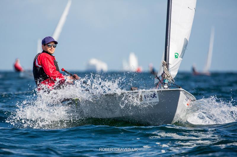 Mads Bendix on the first day of OK class racing at Kieler Woche 2020 photo copyright Robert Deaves taken at Kieler Yacht Club and featuring the Finn class