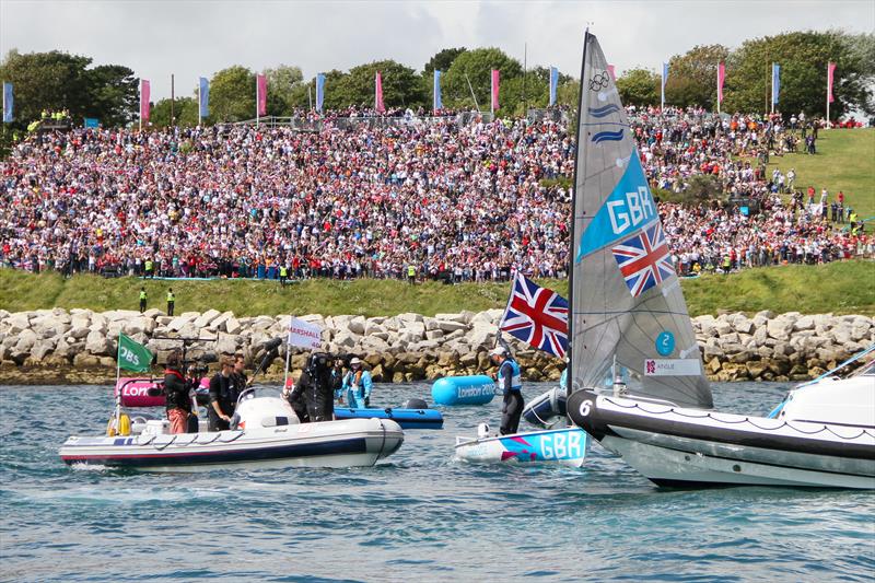Now INEOS Team UK skipper Ben Ainslie, acknowledges the crowd on The Nothe, at the Weymouth Olympics 2012, where he won his fourth Olympic Gold medal - photo © Richard Gladwell / Sail-World.com