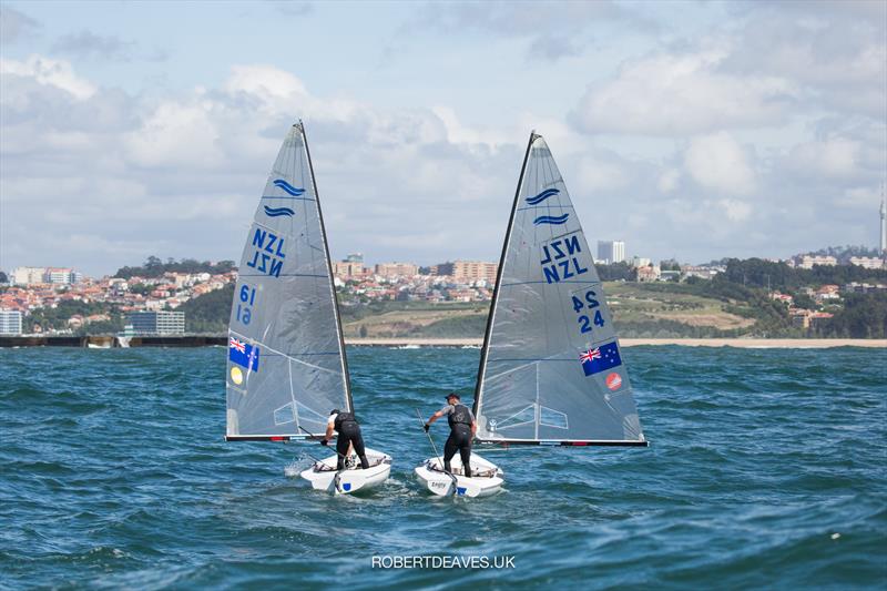 Andy Maloney (NZL) and Josh Junior (NZL) - Finn Gold Cup - Porto, Portugal - May 2021 photo copyright Robert Deaves / Finn Class taken at Vilamoura Sailing and featuring the Finn class