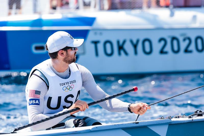 Luke Muller (USA) on day 7 of the Tokyo 2020 Olympic Sailing Competition photo copyright Sailing Energy / World Sailing taken at  and featuring the Finn class