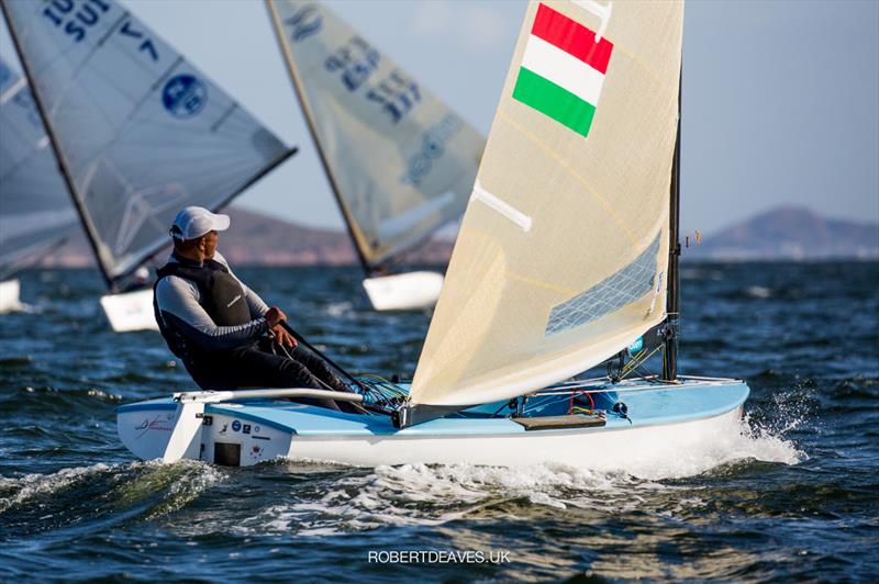 Akos Lukats on day 4 of the 2021 Finn World Masters photo copyright Robert Deaves taken at  and featuring the Finn class