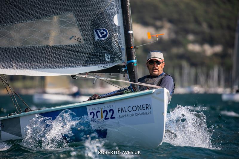 Leon Ferreira, RSA on day 3 of the Finn Gold Cup at Malcesine photo copyright Robert Deaves / www.robertdeaves.uk taken at Fraglia Vela Malcesine and featuring the Finn class