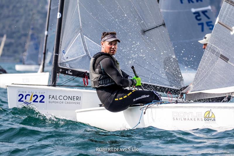 Florian Raudaschl on day 3 of the Finn Gold Cup at Malcesine photo copyright Robert Deaves / www.robertdeaves.uk taken at Fraglia Vela Malcesine and featuring the Finn class