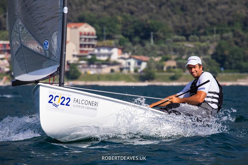 Pieter-Jan Postma on day 4 of the Finn Gold Cup at Malcesine photo copyright Robert Deaves / www.robertdeaves.uk taken at Fraglia Vela Malcesine and featuring the Finn class