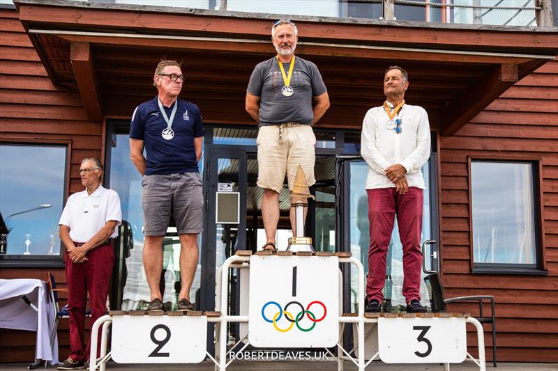 2022 Finn World Masters Great Grand Masters: 1st John Greenwood (GBR) 2nd Thomas Schmid (GER) 3rd Marc Allain des Beauvais (FRA) photo copyright Robert Deaves / www.robertdeaves.uk taken at  and featuring the Finn class