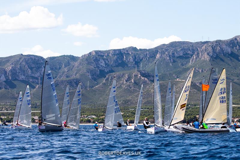 Start of Race 6 - Open Finn European Masters day 3 photo copyright Robert Deaves taken at Club Nàutic Hospitalet-Vandellòs and featuring the Finn class