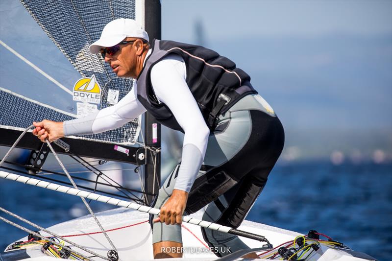 Giacomo Giovaneilli, ITA at the Open Finn European Masters photo copyright Robert Deaves taken at Club Nàutic Hospitalet-Vandellòs and featuring the Finn class