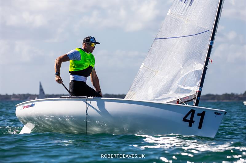 Ed Wright on day 4 of the 2023 Finn Gold Cup photo copyright Robert Deaves taken at Coconut Grove Sailing Club and featuring the Finn class