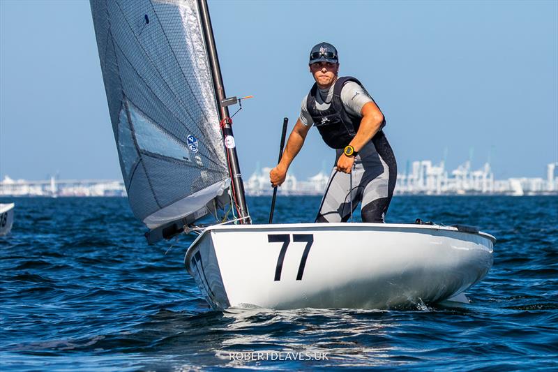 Sjoerd Hofland on day 4 of the 2023 Finn Gold Cup photo copyright Robert Deaves taken at Coconut Grove Sailing Club and featuring the Finn class