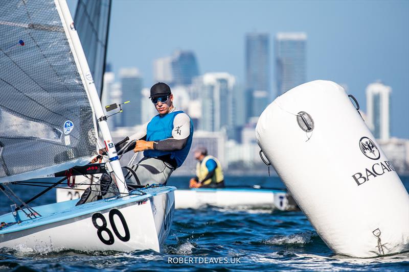 Domonkos Nemeth on day 4 of the 2023 Finn Gold Cup photo copyright Robert Deaves taken at Coconut Grove Sailing Club and featuring the Finn class